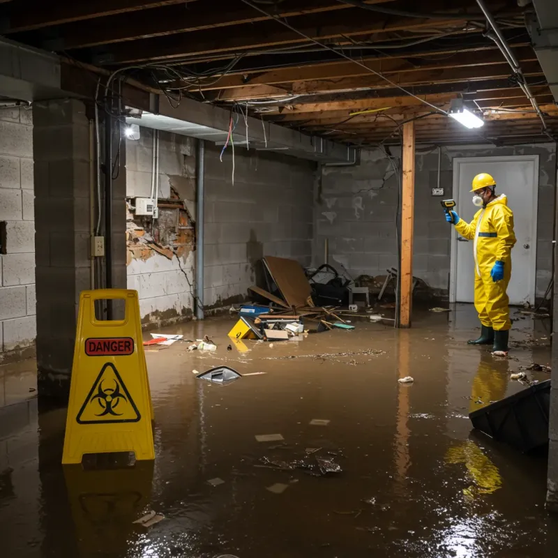 Flooded Basement Electrical Hazard in Henryville, IN Property