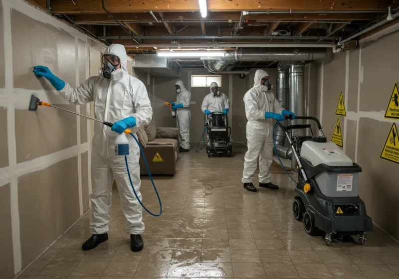 Basement Moisture Removal and Structural Drying process in Henryville, IN